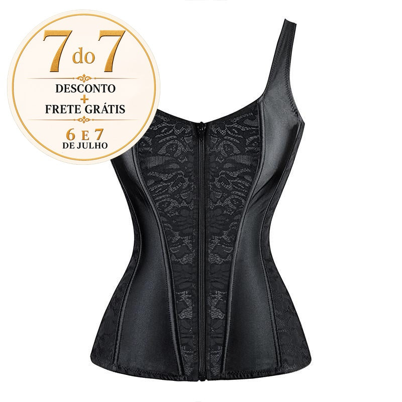 Corselet com ziper e renda