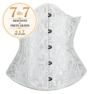 Corselet underbust branco brocado