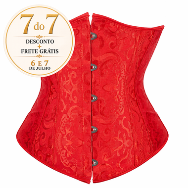 Corselet underbust vermelho brocado