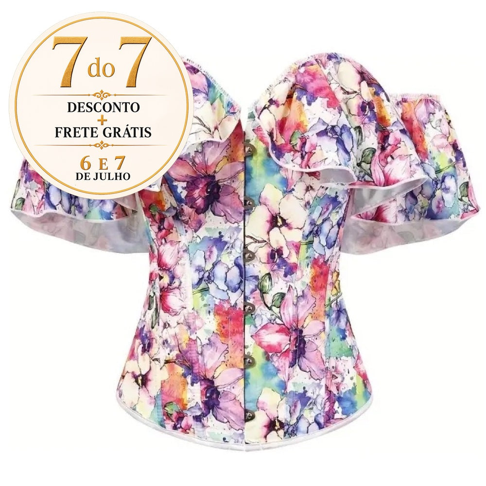 Corselet floral ombro a ombro