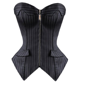 Corselet risca de giz com zíper - frente