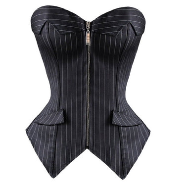 Corselet risca de giz com zíper - frente