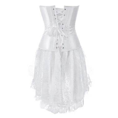 Corselet acetinado branco com saia