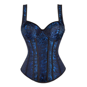 Corselet azul brocado