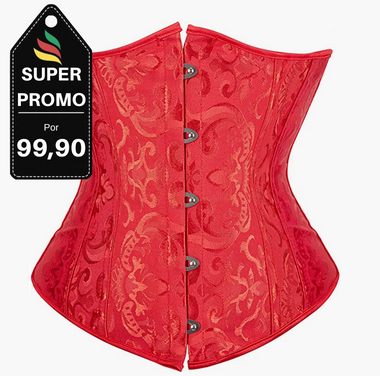 Corselet underbust vermelho brocado
