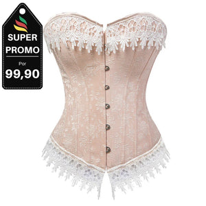 Corselet rose com renda