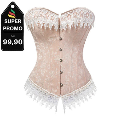 Corselet rose com renda