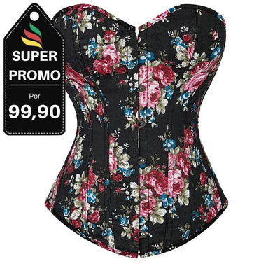 Corselet floral preto