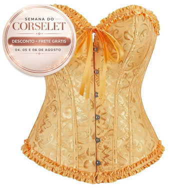 Corselet amarelo dourado com laco - Semana do Corselet