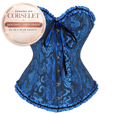 Corselet azul com laco - Semana do Corselet