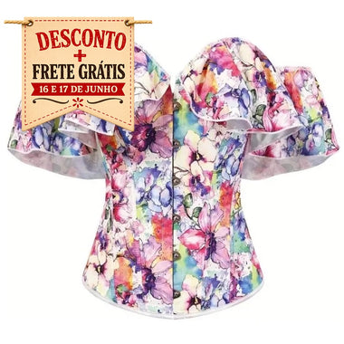 Corselet floral ombro a ombro