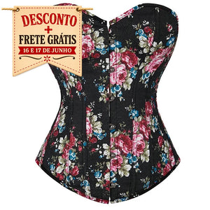 Corselet floral preto