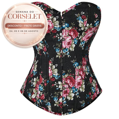Corselet floral preto - Semana do Corselet