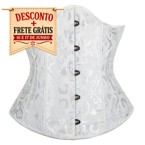 Corselet underbust branco brocado