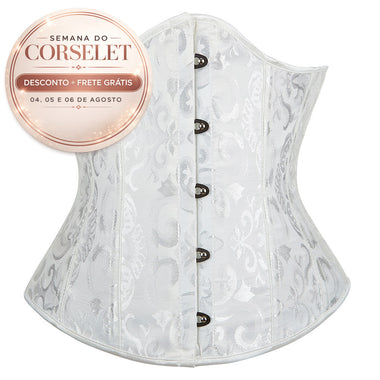Corselet underbust branco brocado - Semana do Corselet