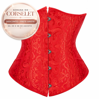 Corselet underbust vermelho brocado - Semana do Corselet