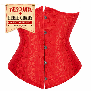Corselet underbust vermelho brocado