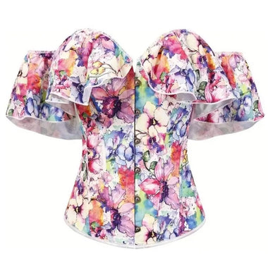 Corselet floral ombro a ombro