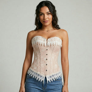 Corselet rose com renda