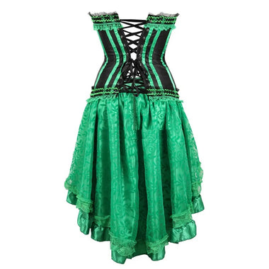 Corselet verde laços e renda com saia