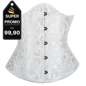 Corselet underbust branco brocado