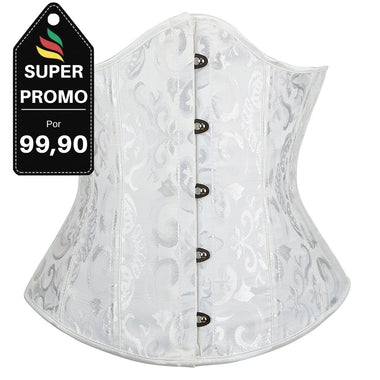 Corselet underbust branco brocado