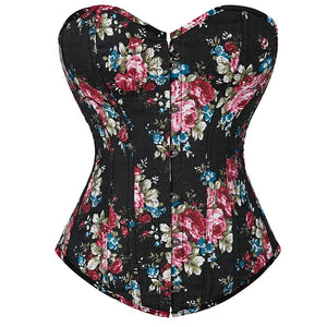 Corselet floral preto