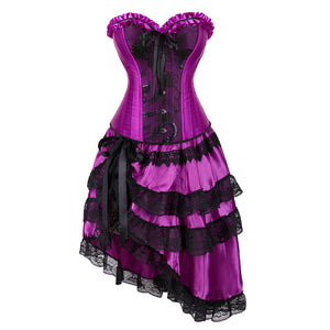 Corselet detalhes bordado com saia