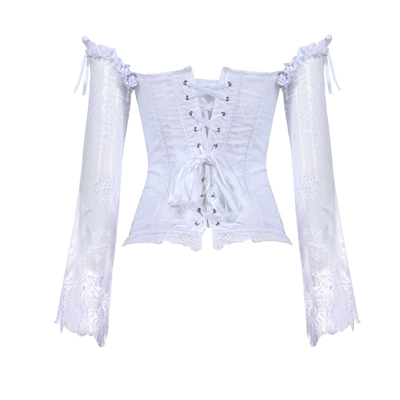 Corselet branco com mangas em renda