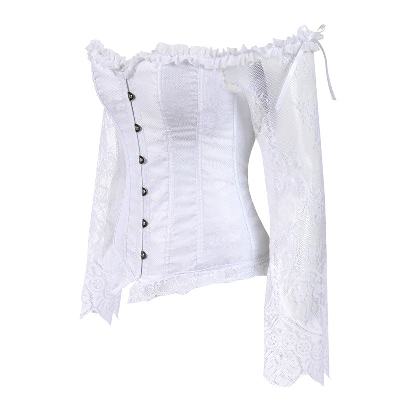 Corselet branco com mangas em renda