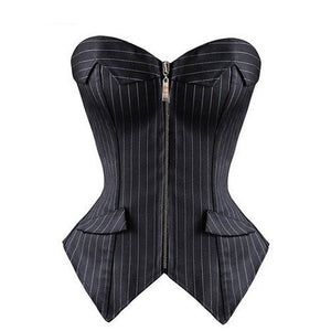 Corselet risca de giz com ziper