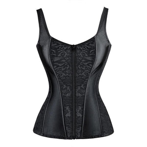 Corselet com ziper e renda