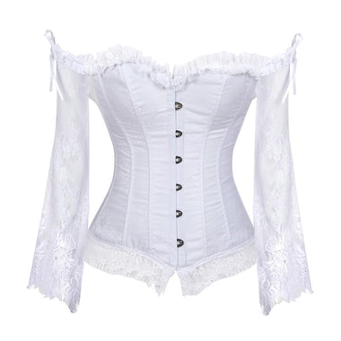 Corselet branco com mangas em renda